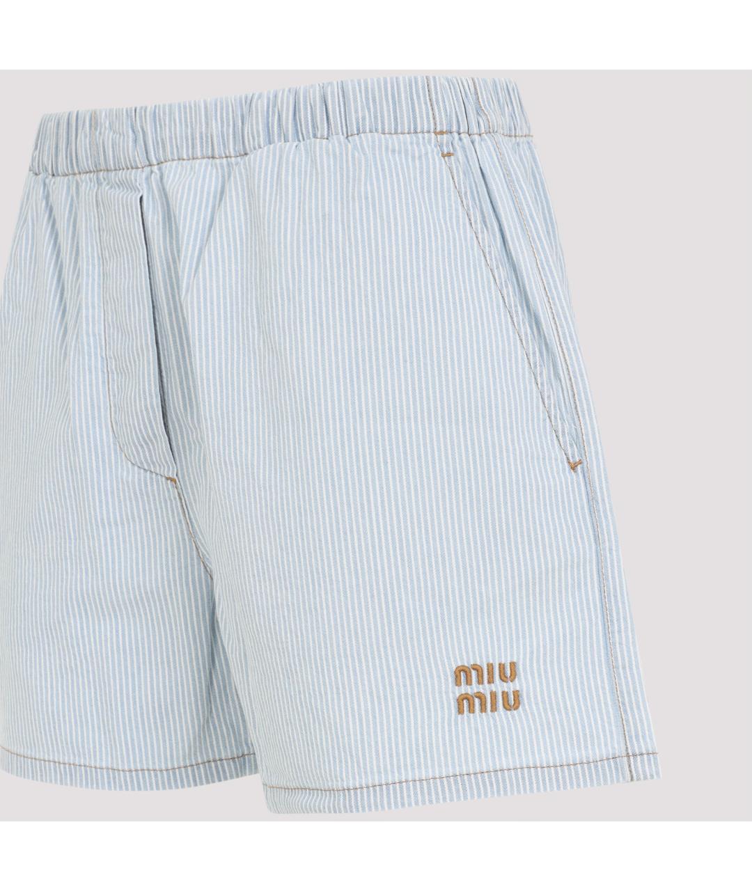MIU MIU Голубые хлопковые шорты, фото 5