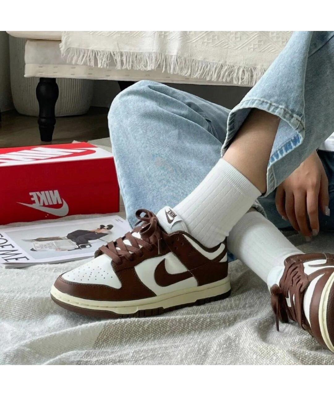 NIKE Коричневые кожаные кроссовки, фото 6