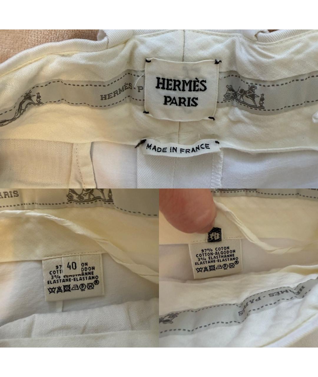 HERMES Белые хлопковые шорты, фото 6