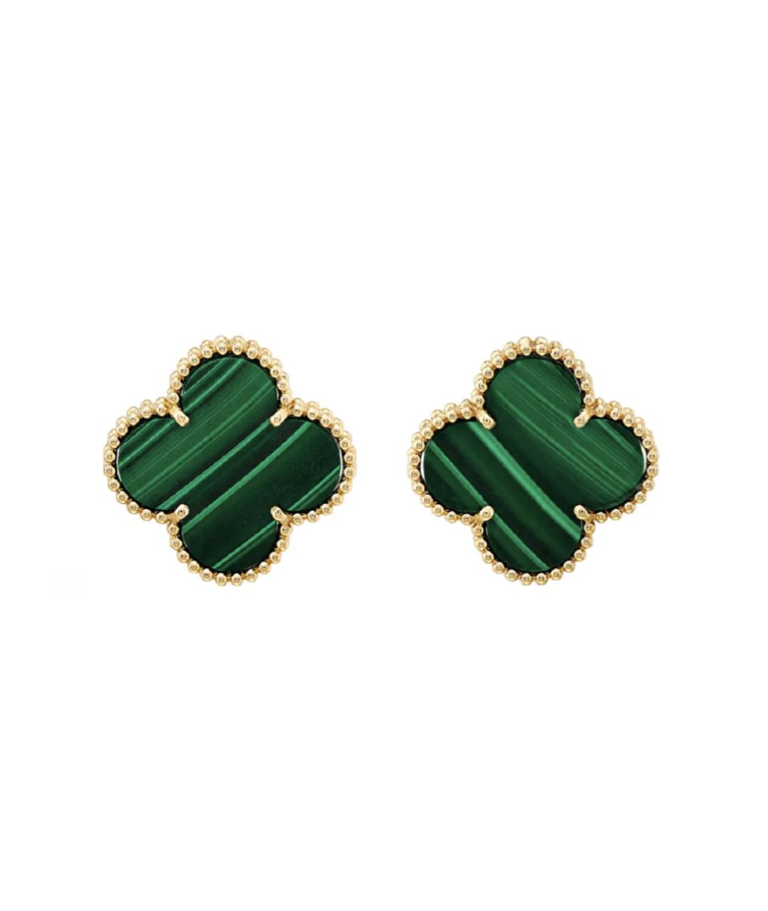 VAN CLEEF & ARPELS Зеленые серьги из желтого золота, фото 1