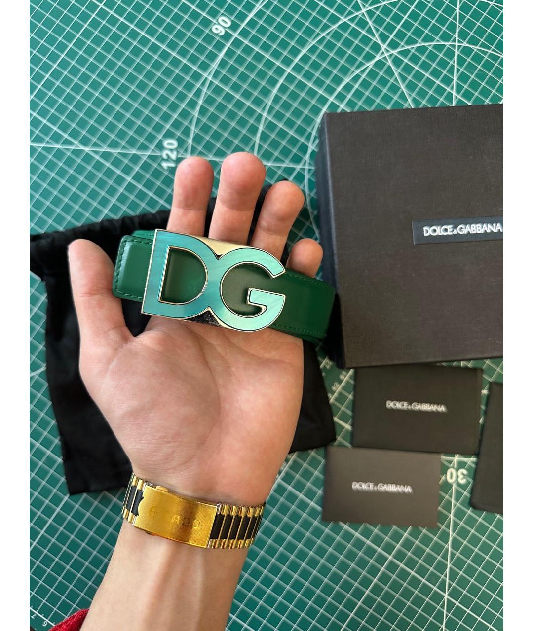 DOLCE&GABBANA Зеленый кожаный ремень, фото 2