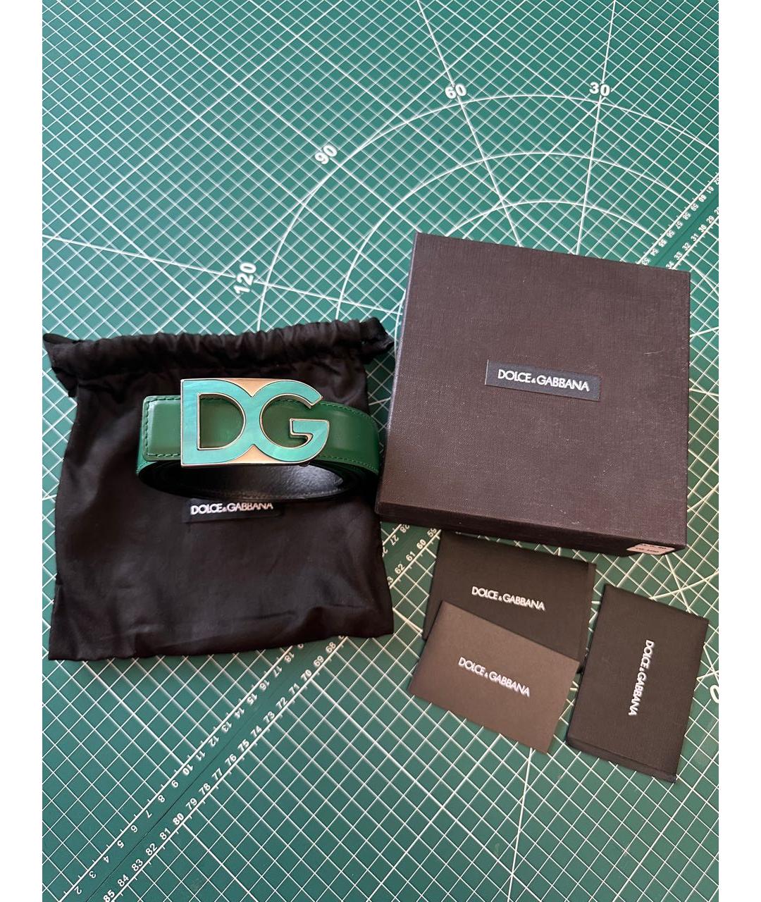 DOLCE&GABBANA Зеленый кожаный ремень, фото 5