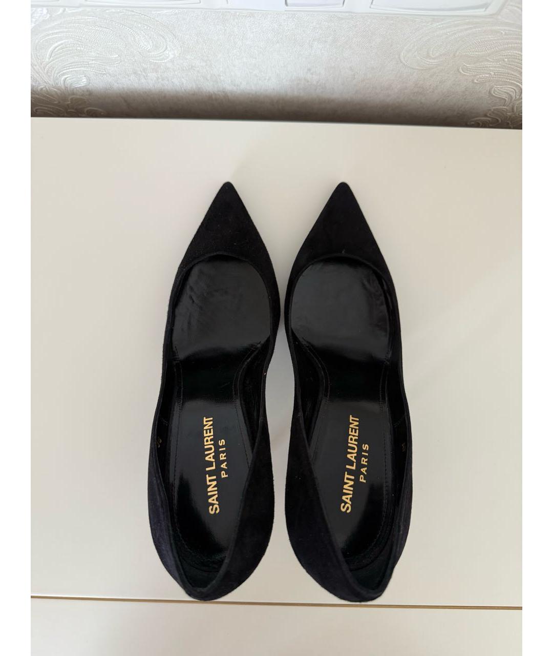 SAINT LAURENT Черные замшевые туфли, фото 3