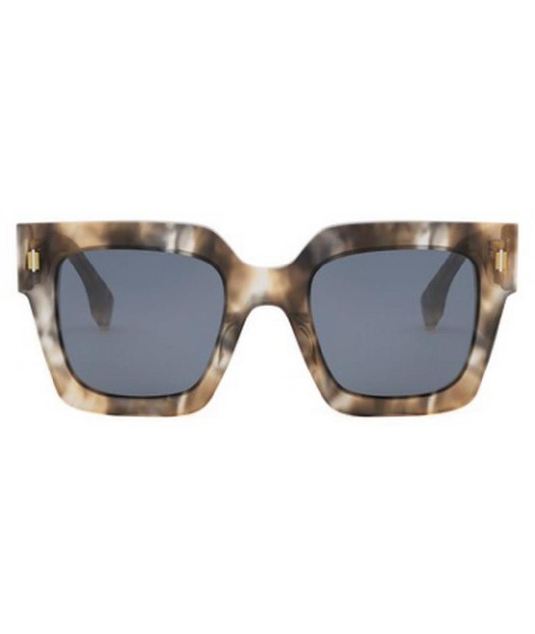 FENDI Бежевые пластиковые солнцезащитные очки, фото 2