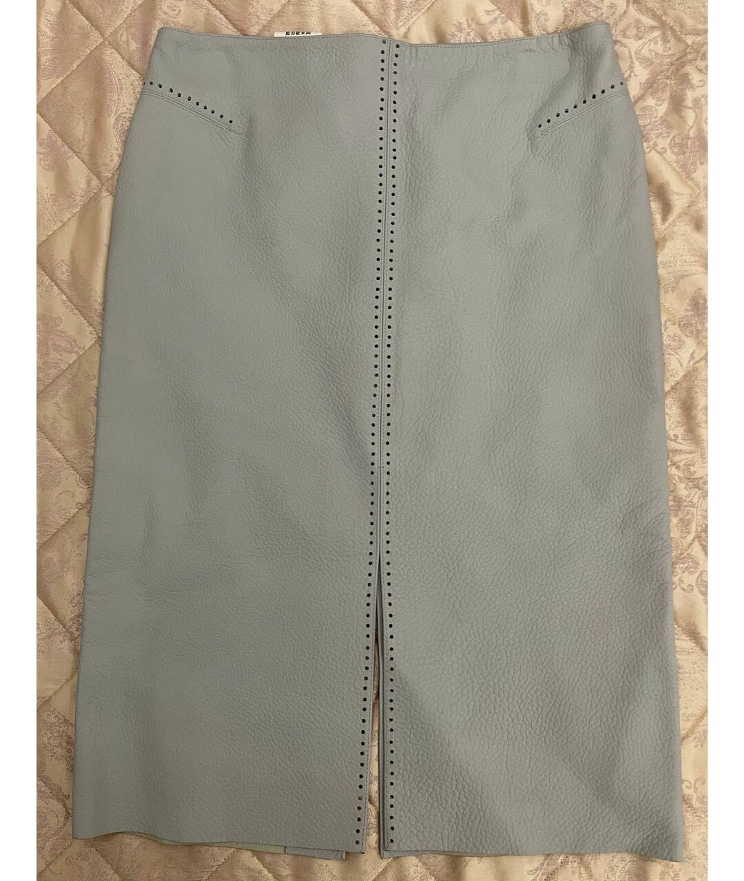 GIANFRANCO FERRE Голубая кожаная юбка макси, фото 4