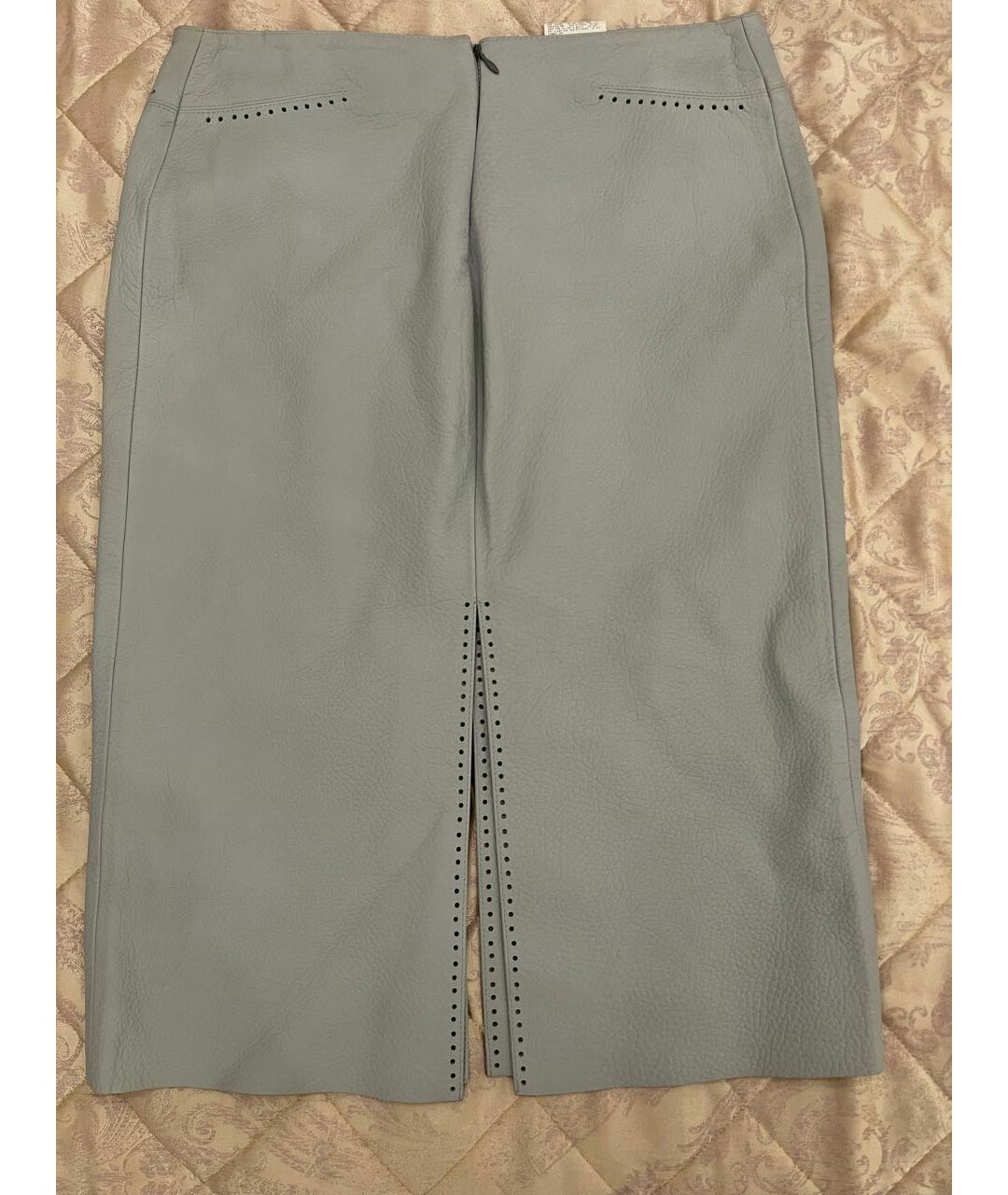 GIANFRANCO FERRE Голубая кожаная юбка макси, фото 5