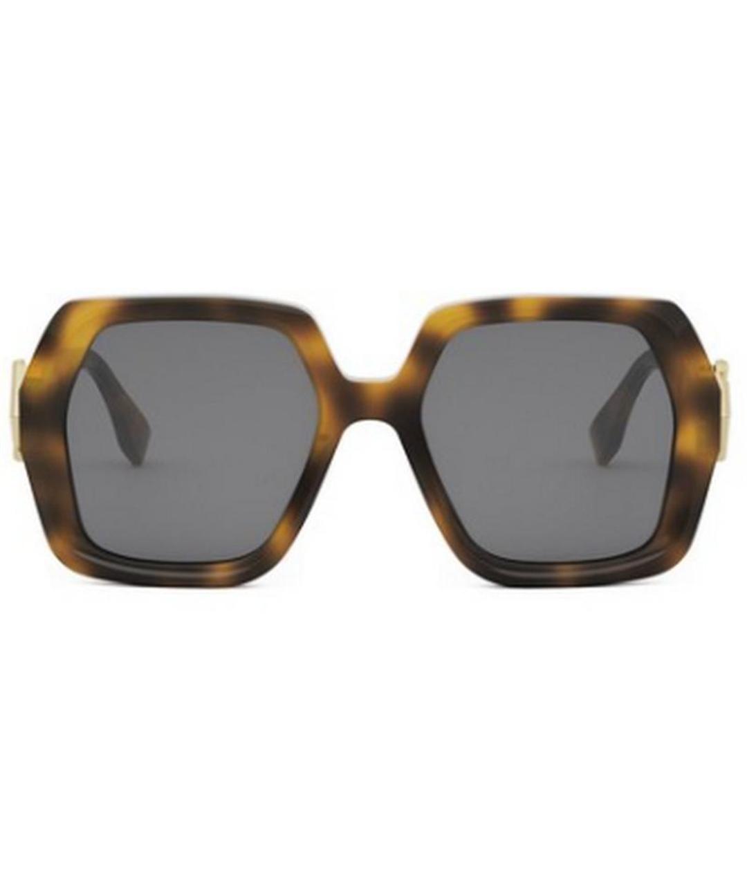 FENDI Коричневые пластиковые солнцезащитные очки, фото 2