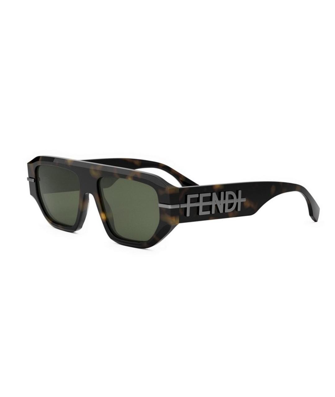 FENDI Коричневые пластиковые солнцезащитные очки, фото 1