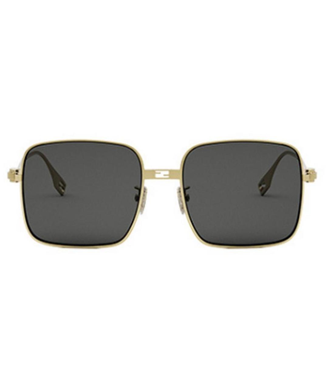 FENDI Золотые металлические солнцезащитные очки, фото 1