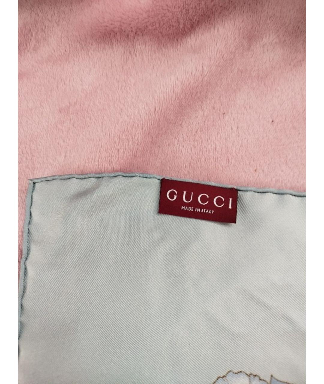 GUCCI Голубой шелковый платок, фото 8