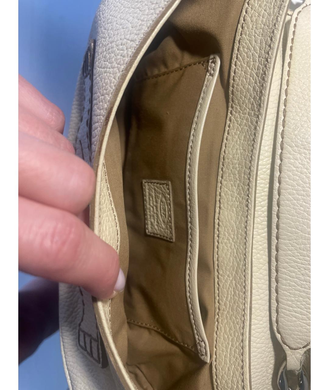 TOD'S Бежевая кожаная сумка с короткими ручками, фото 4