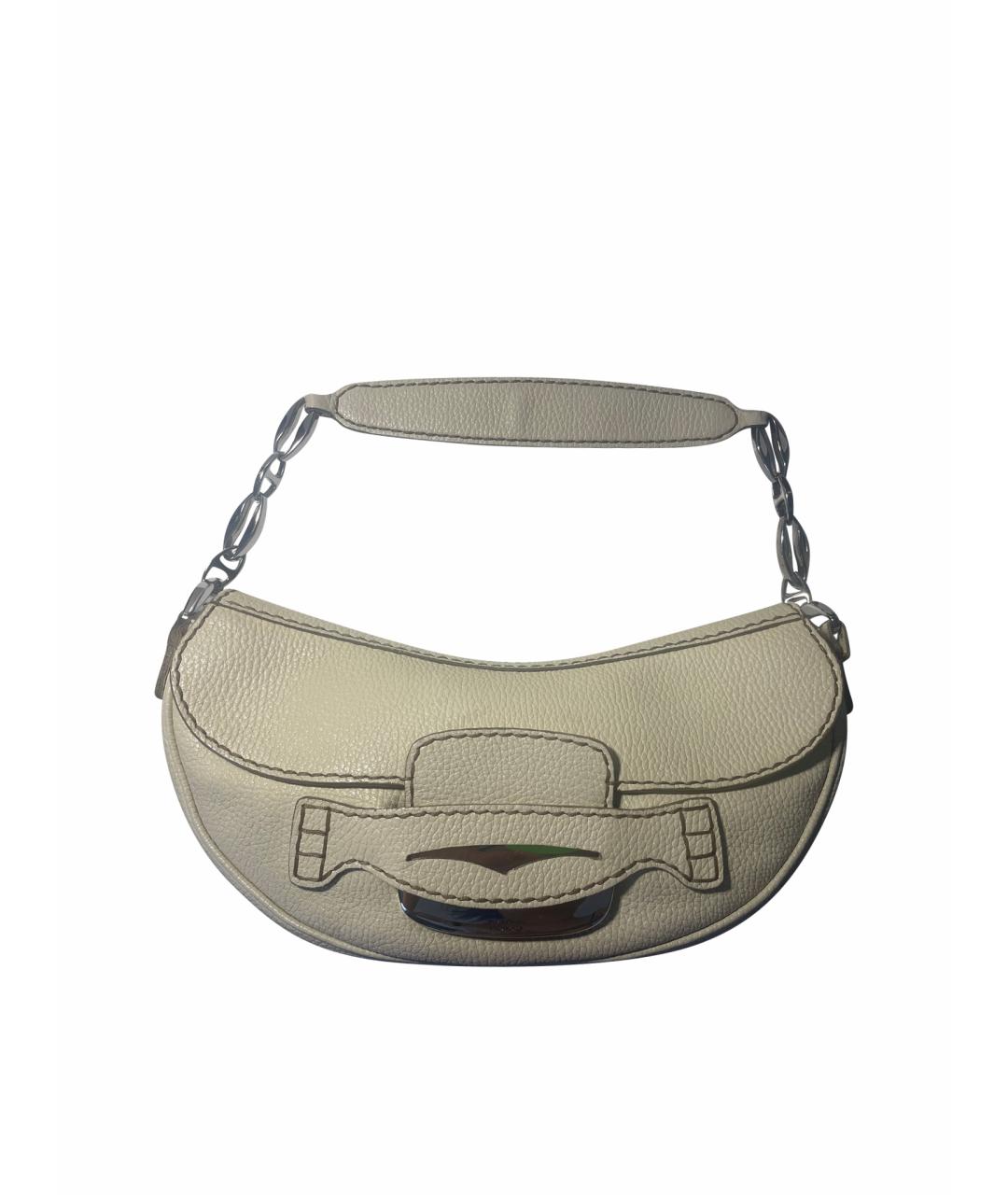 TOD'S Бежевая кожаная сумка с короткими ручками, фото 1