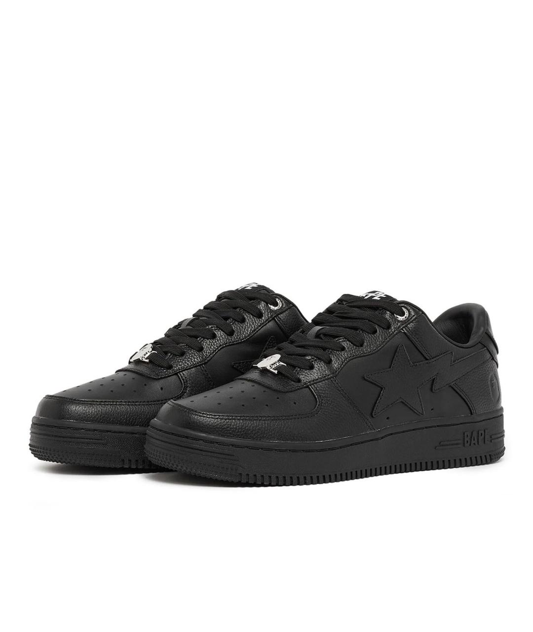 A BATHING APE Черные кожаные кеды, фото 2