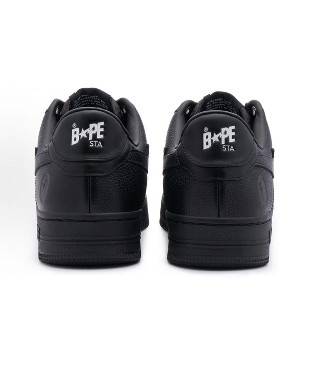 A BATHING APE Черные кожаные кеды, фото 4