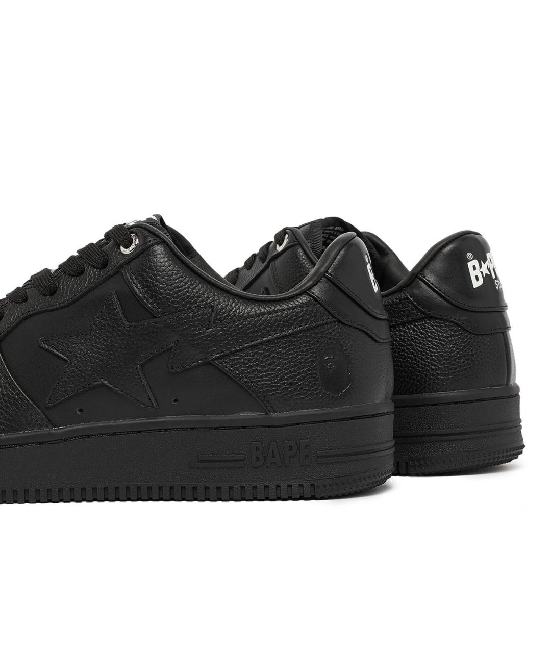 A BATHING APE Черные кожаные кеды, фото 6