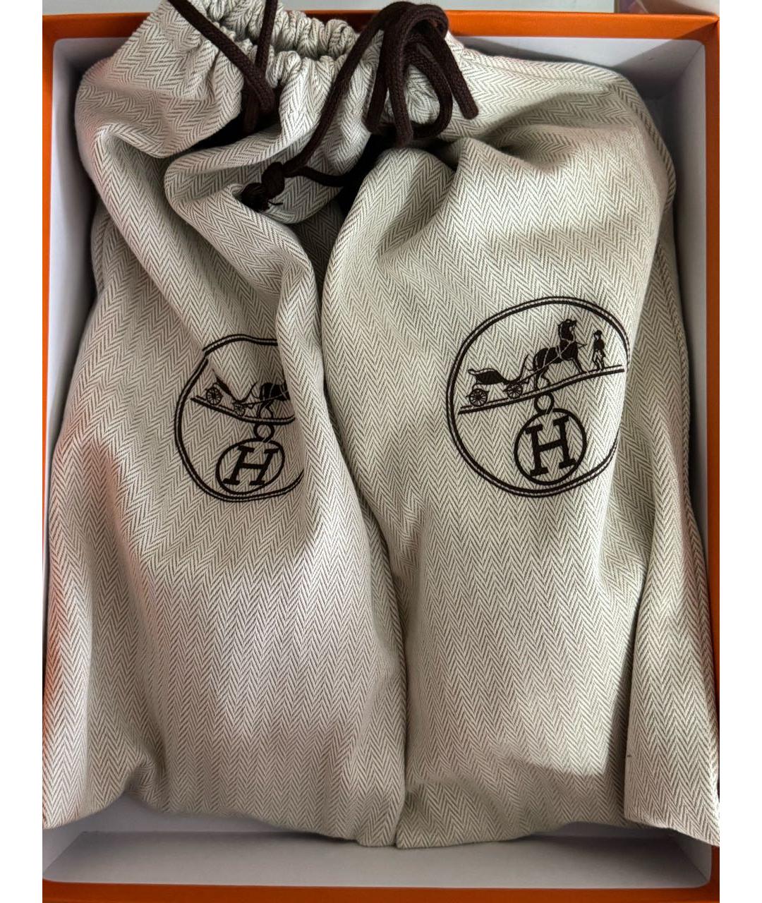 HERMES Коричневые кожаные шлепанцы, фото 6