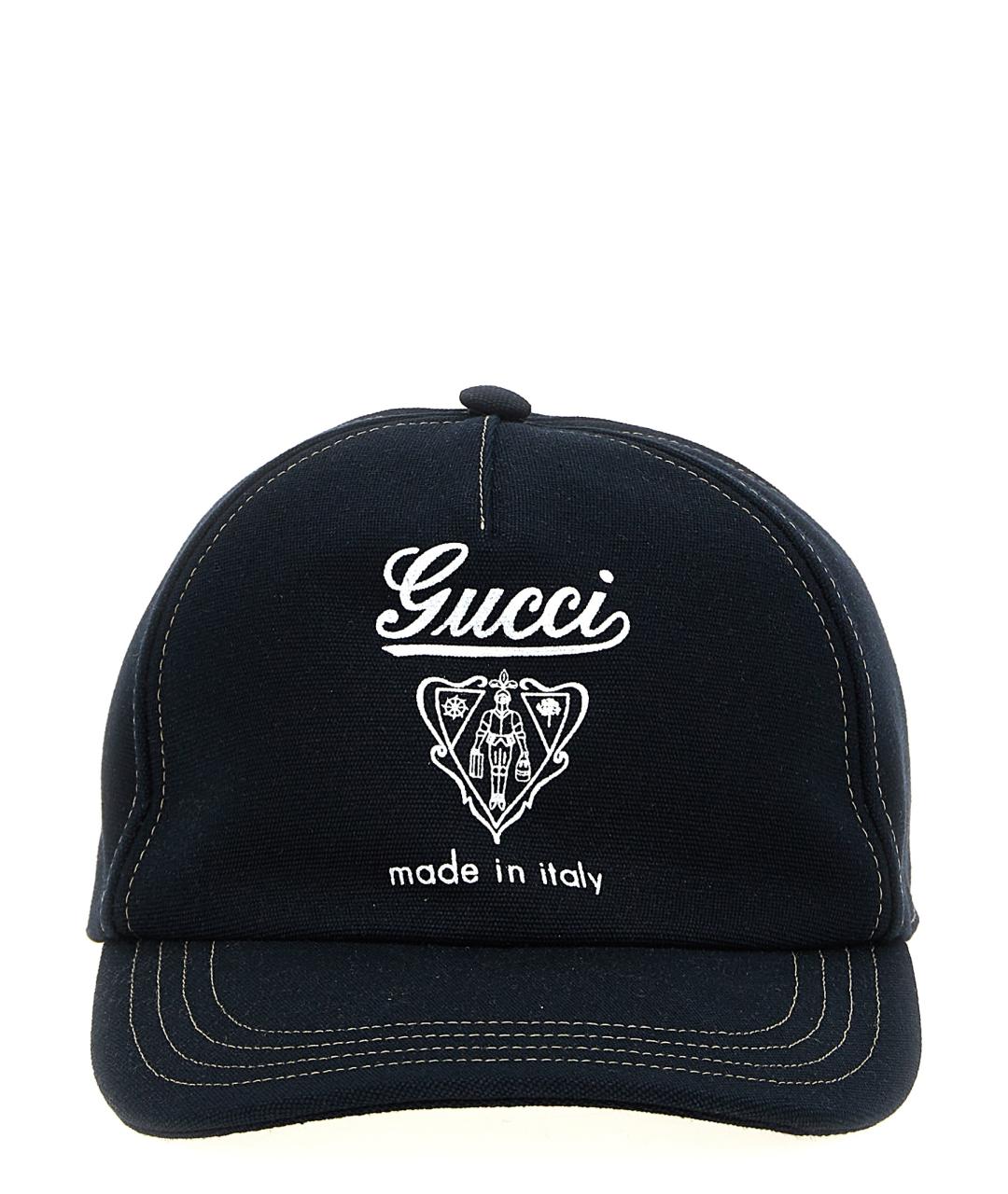 GUCCI Темно-синяя хлопковая кепка/бейсболка, фото 1