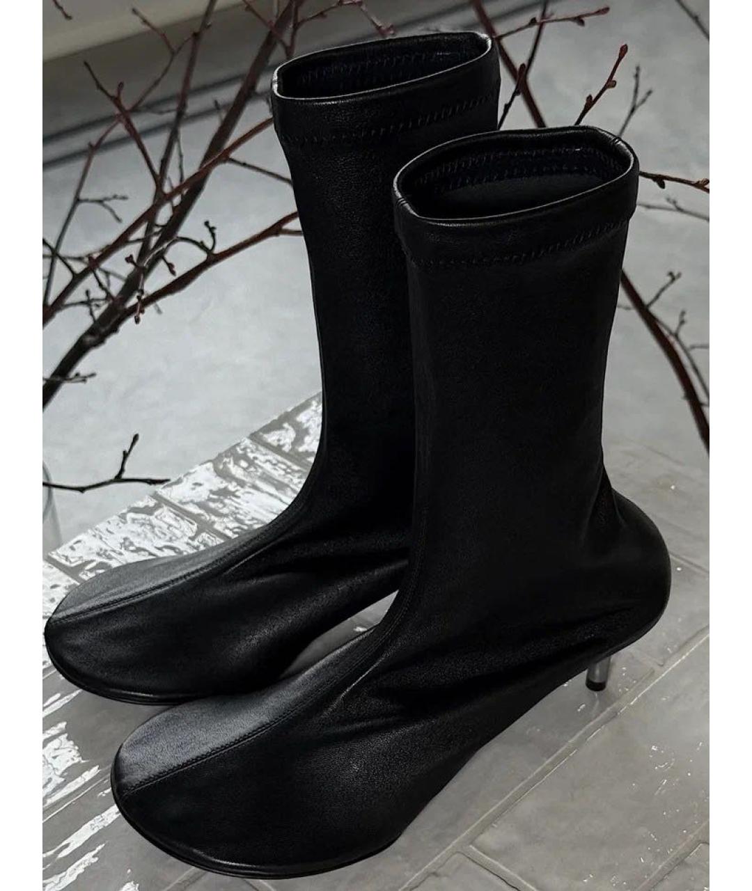 JIL SANDER Черные кожаные ботильоны, фото 3