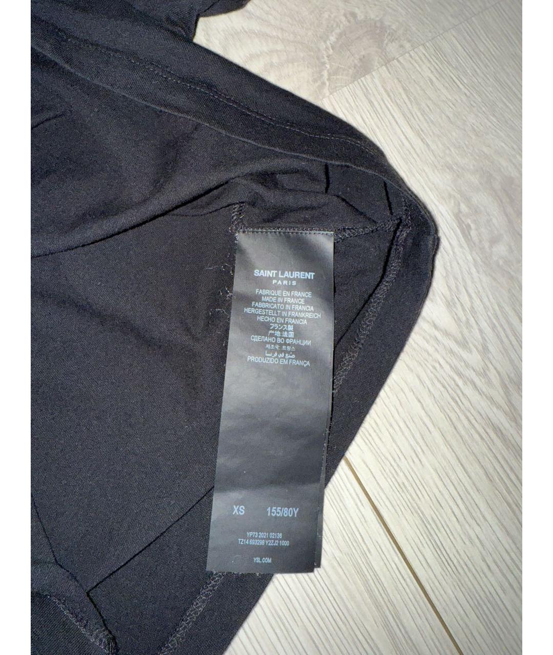 SAINT LAURENT Черная хлопковая футболка, фото 5