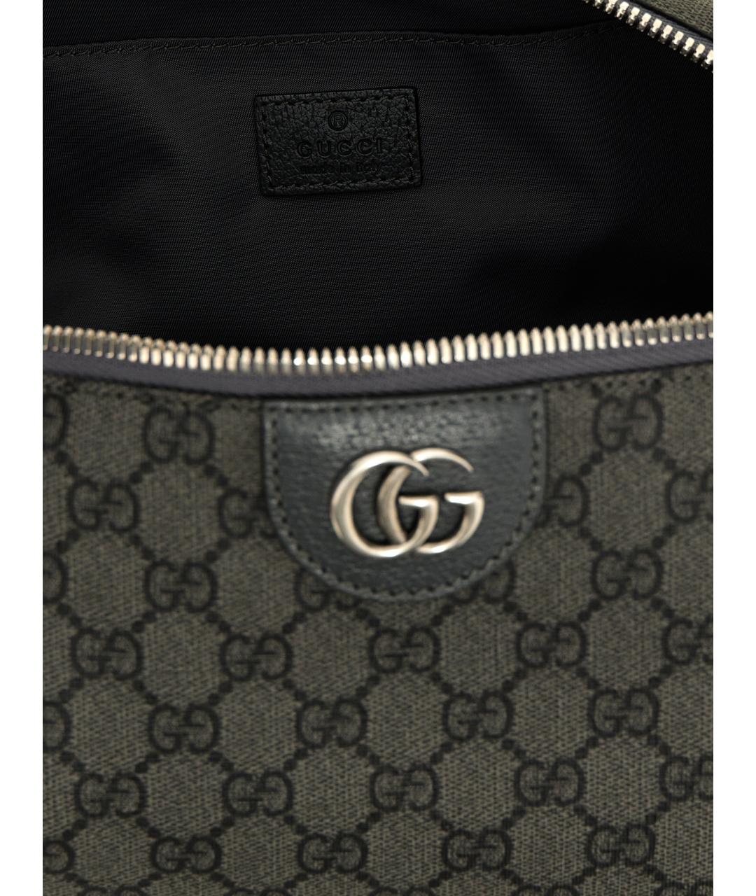 GUCCI Серая жаккардовая барсетка, фото 4