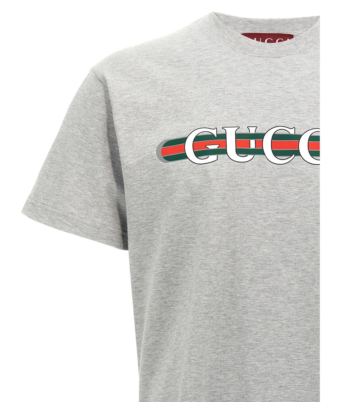 GUCCI Серая хлопковая футболка, фото 3