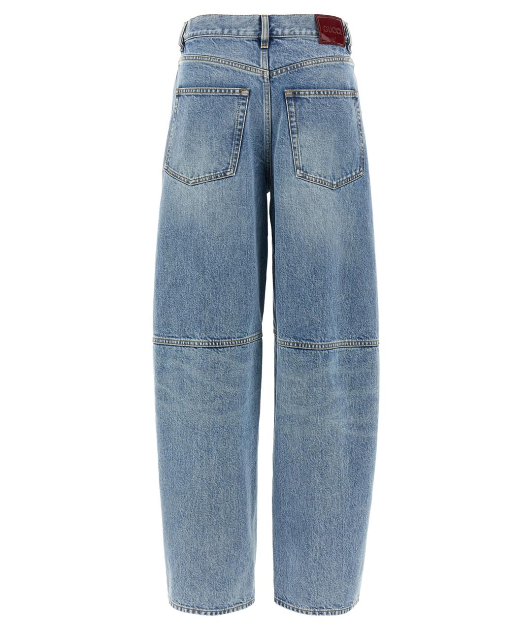 GUCCI Голубые хлопковые прямые джинсы, фото 2