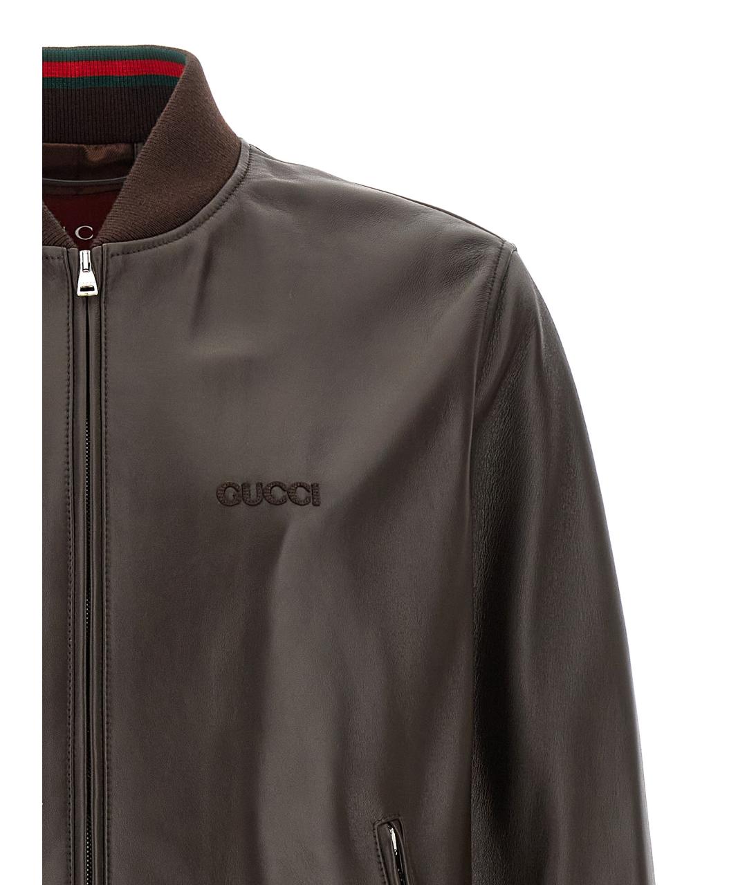GUCCI Коричневая кожаная куртка, фото 3