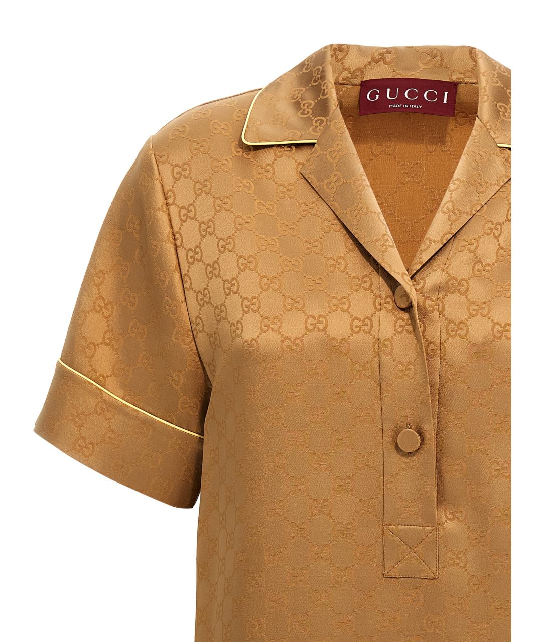 GUCCI Бежевая вискозная блузы, фото 3