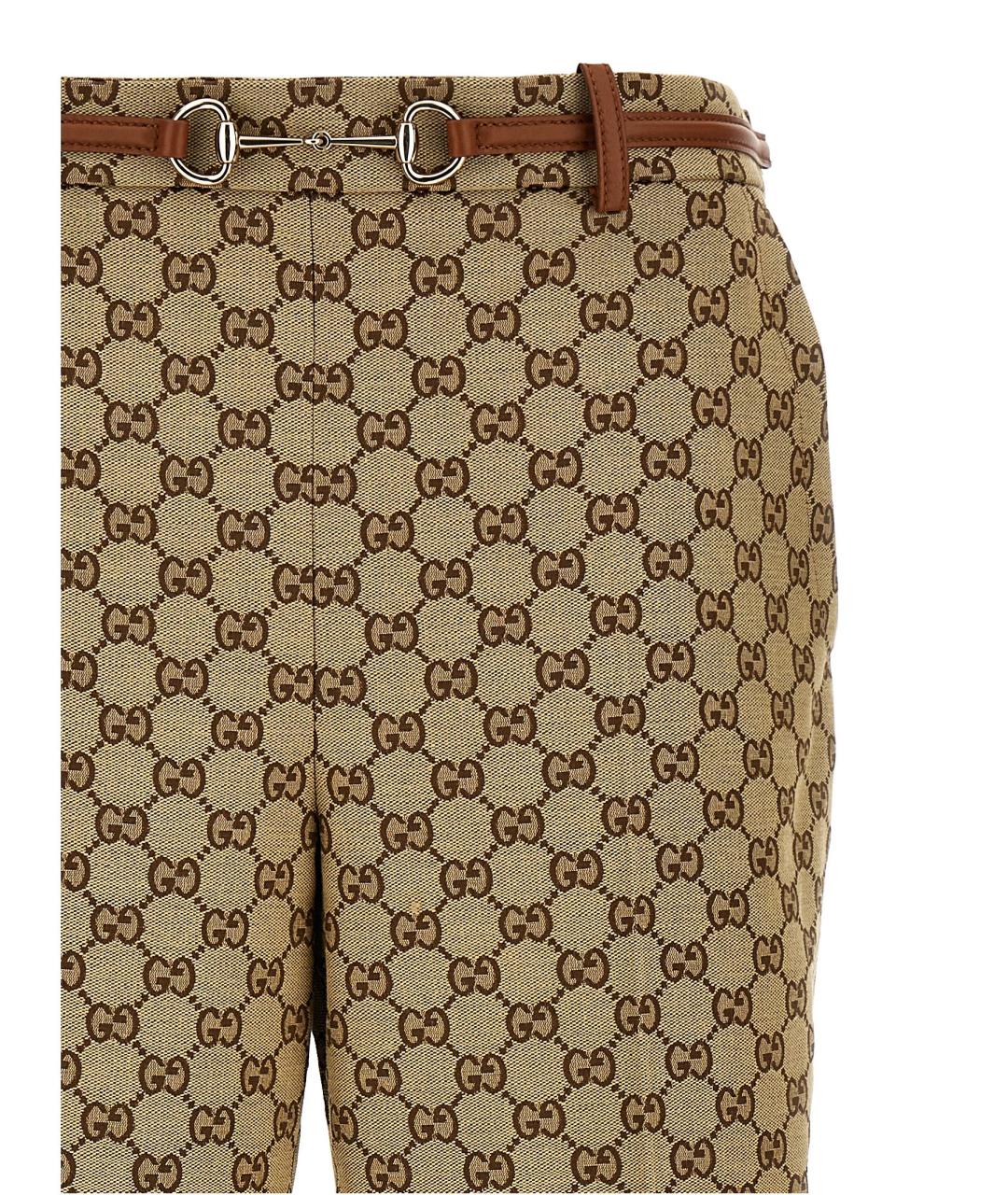 GUCCI Бежевые хлопковые прямые брюки, фото 3