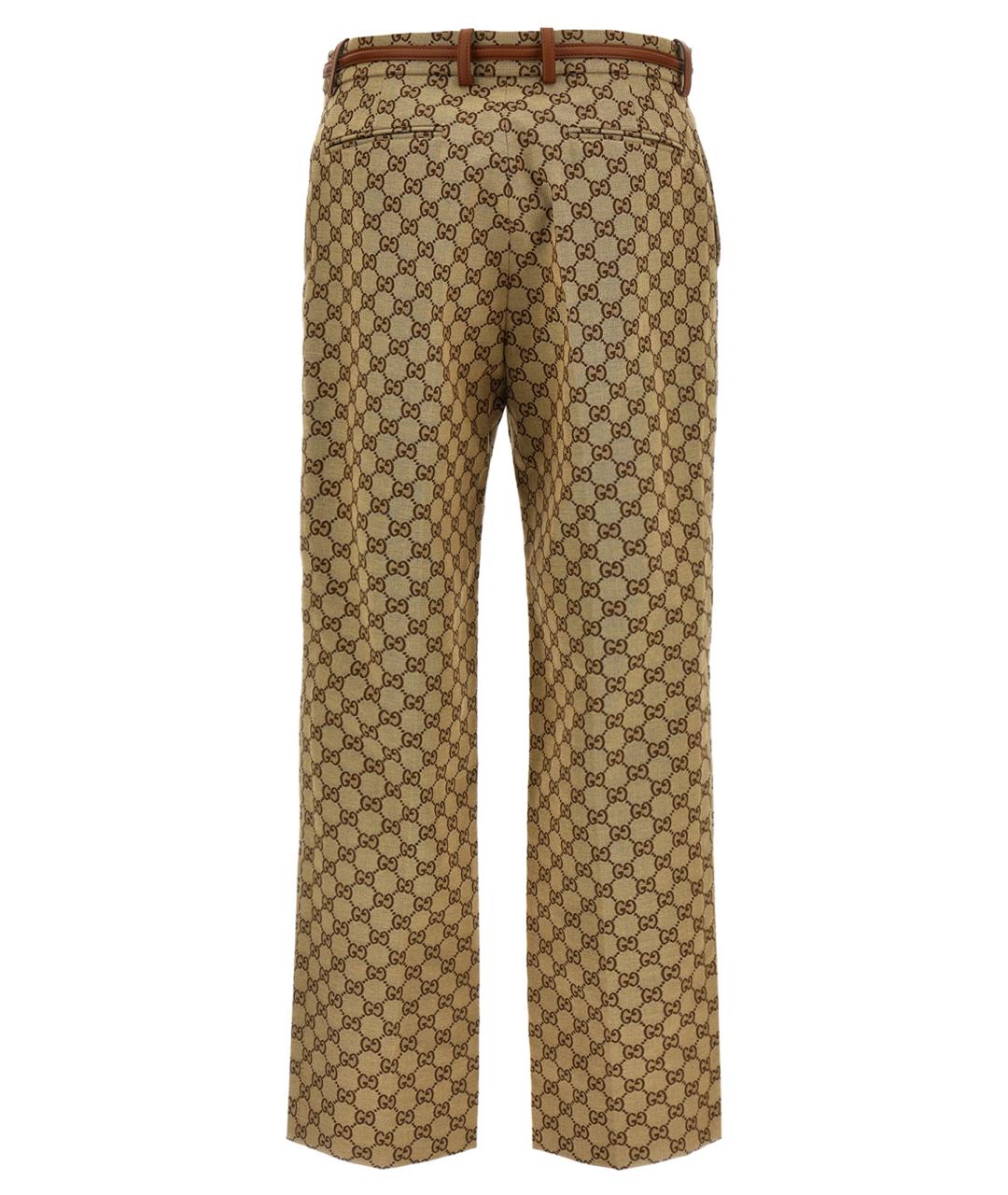 GUCCI Бежевые хлопковые прямые брюки, фото 2