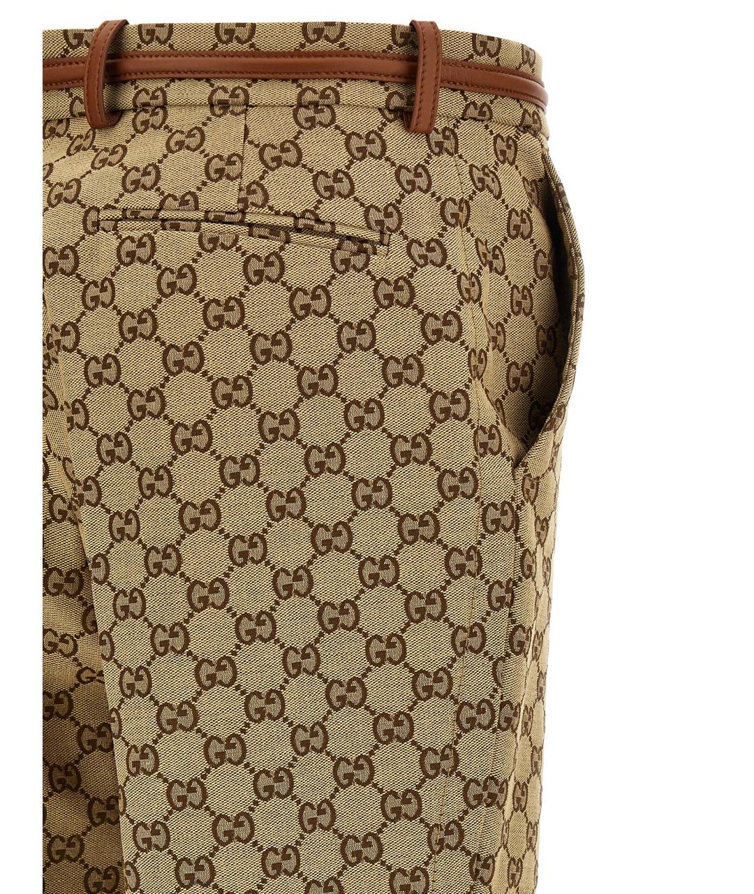 GUCCI Бежевые хлопковые прямые брюки, фото 4