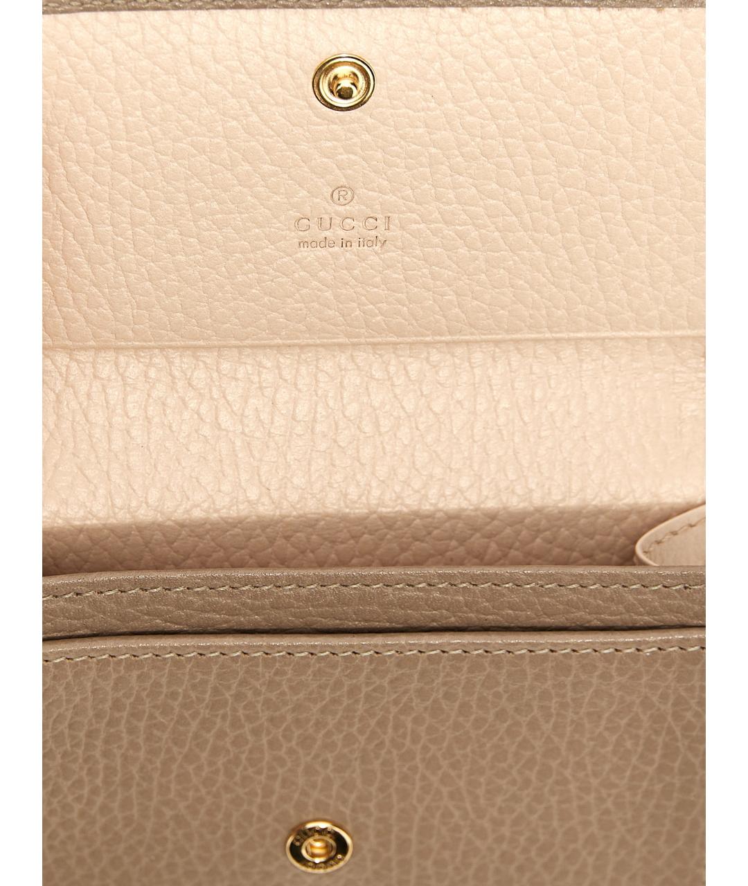 GUCCI Бежевый кожаный кардхолдер, фото 3