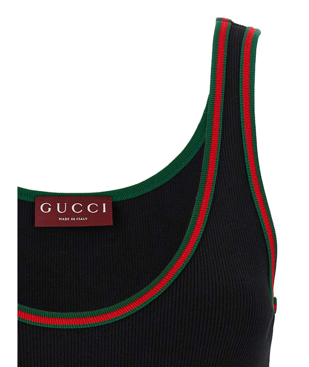 GUCCI Черная хлопковая майка, фото 3