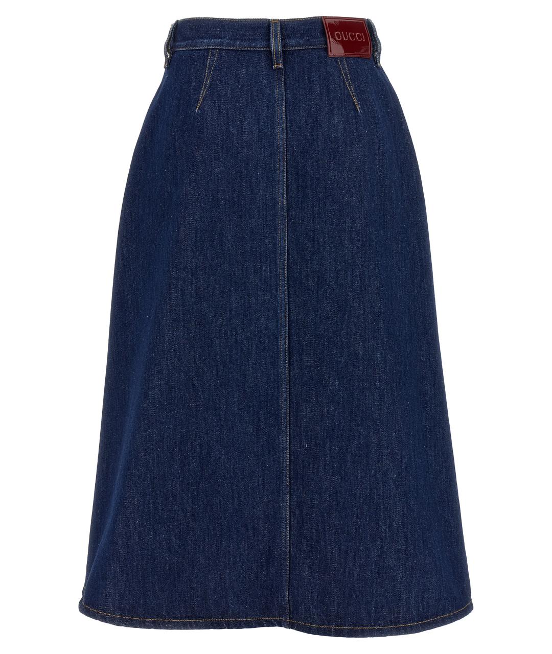 GUCCI Синяя хлопковая юбка миди, фото 2
