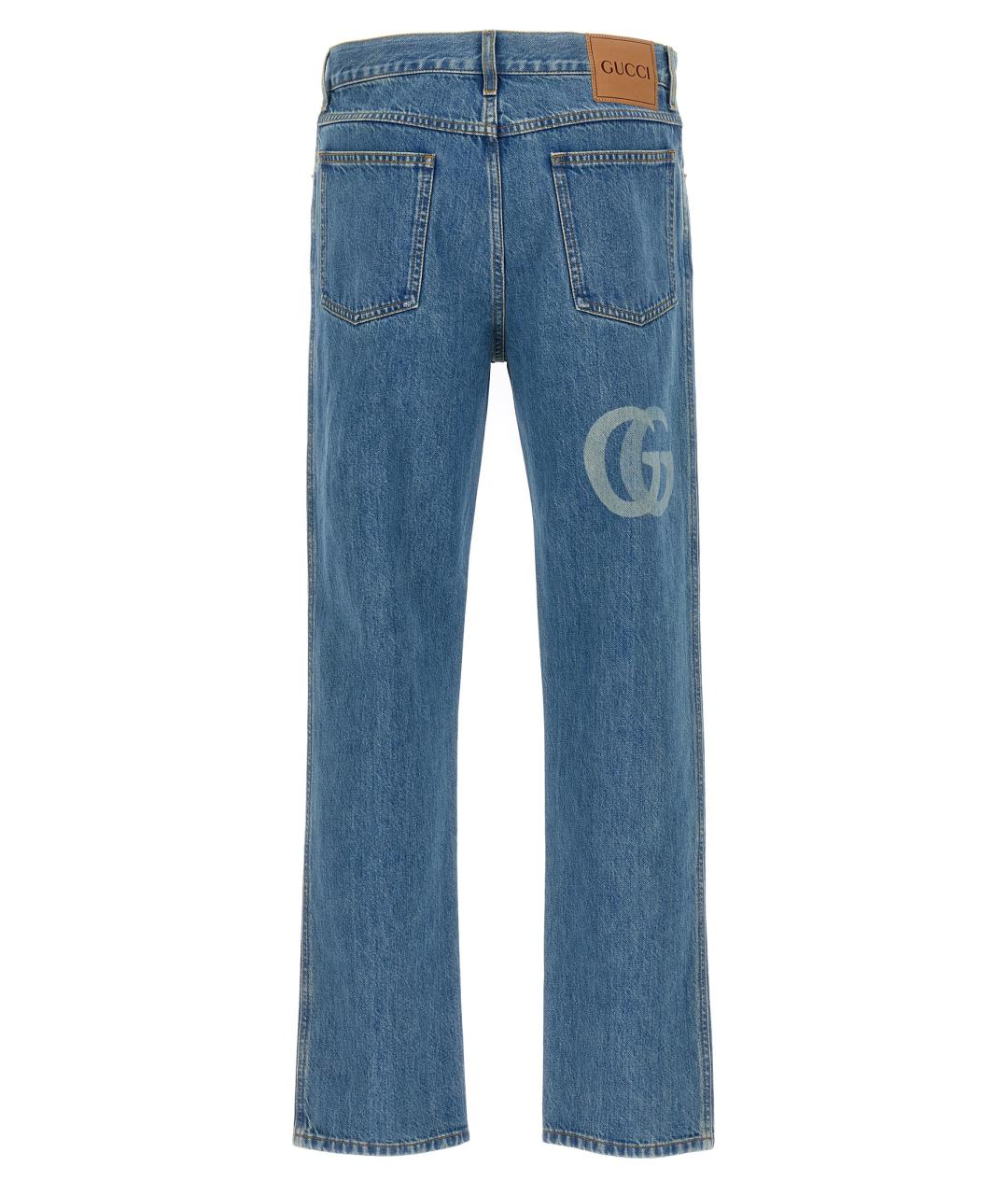 GUCCI Синие хлопковые прямые джинсы, фото 2