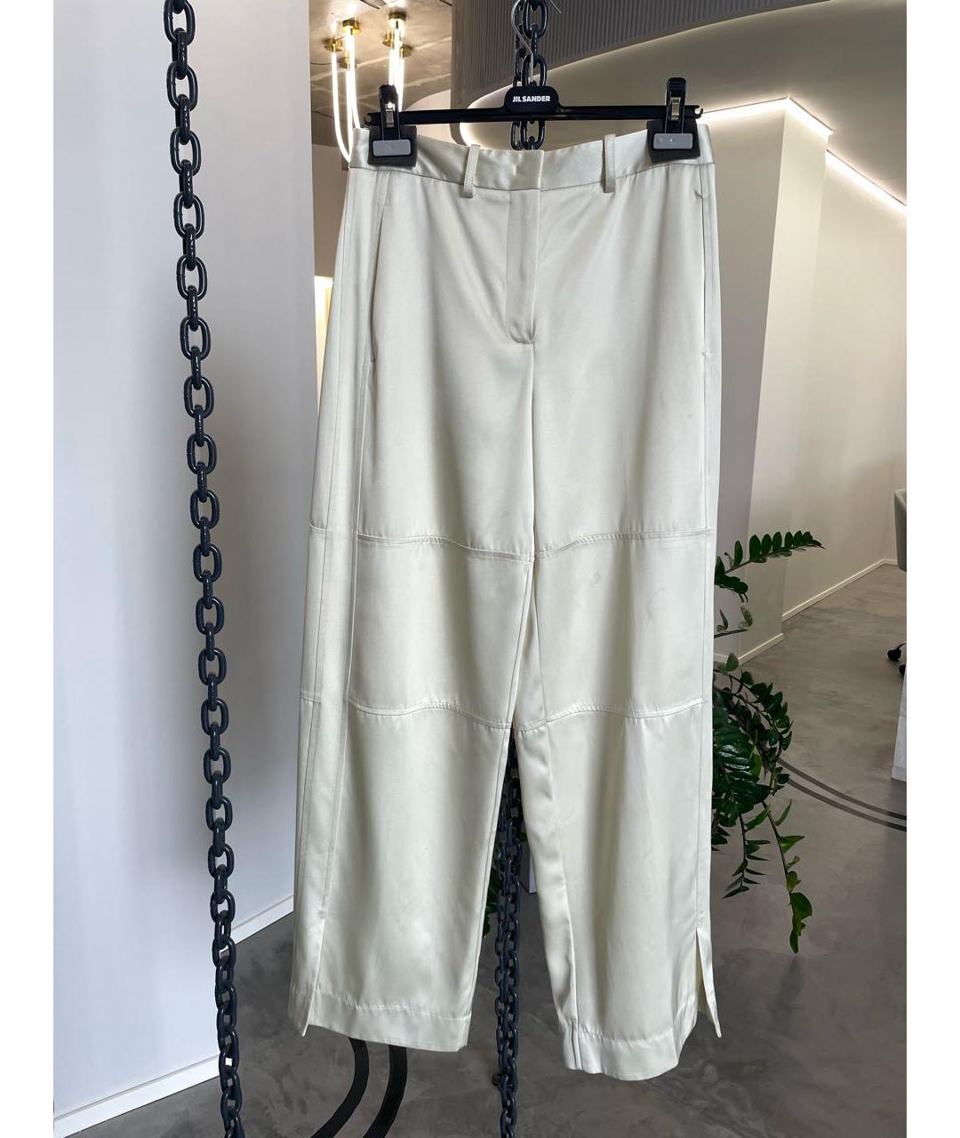 JIL SANDER Бежевые вискозные брюки широкие, фото 2