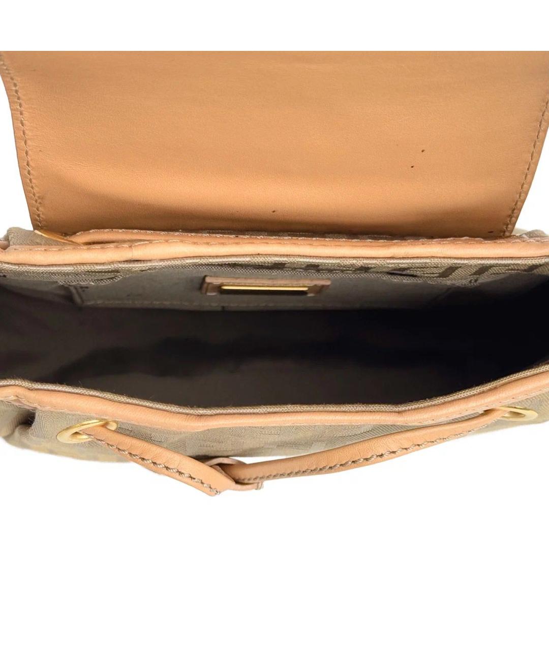 FENDI Бежевая кожаная сумка с короткими ручками, фото 7