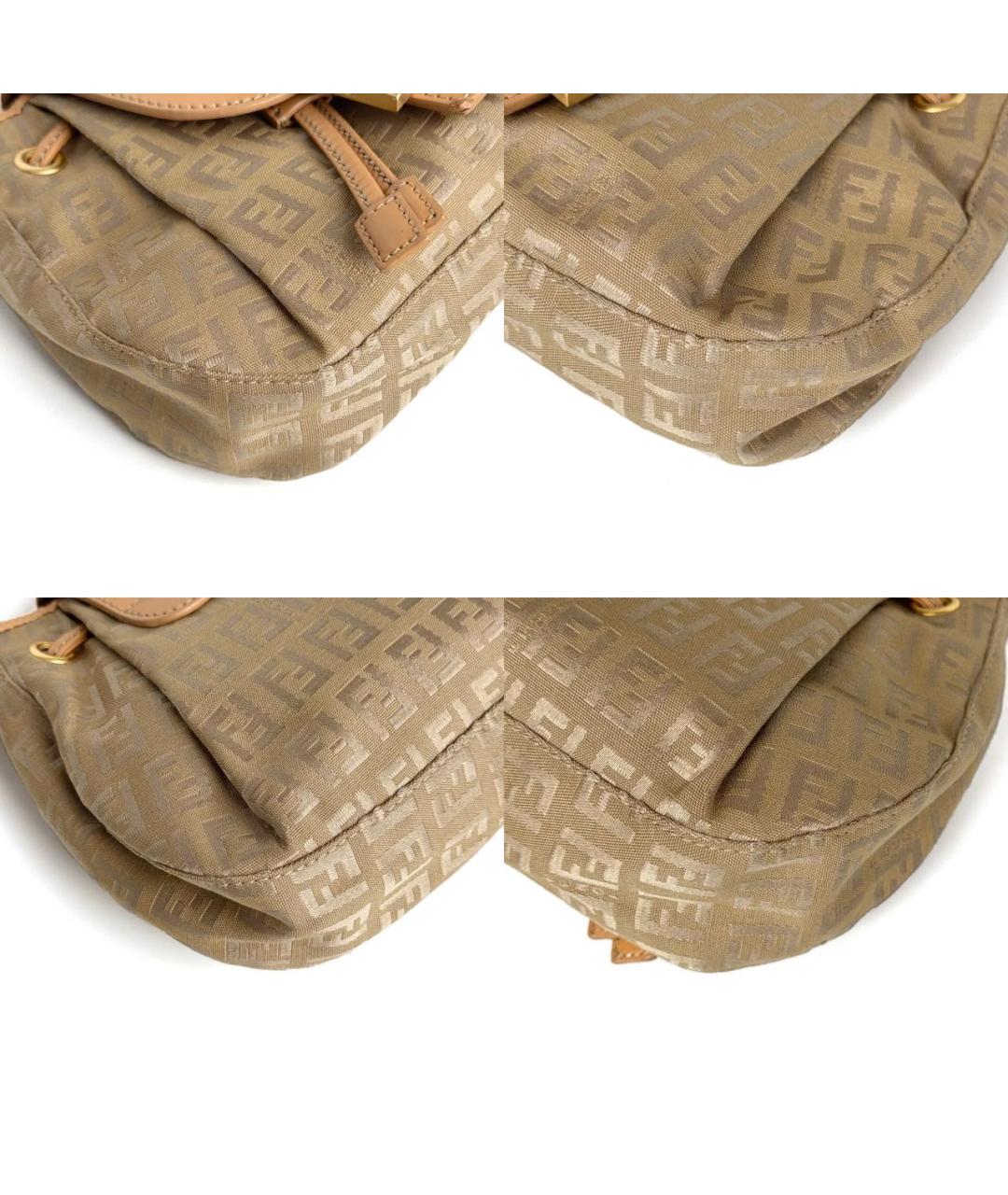 FENDI Бежевая кожаная сумка с короткими ручками, фото 8