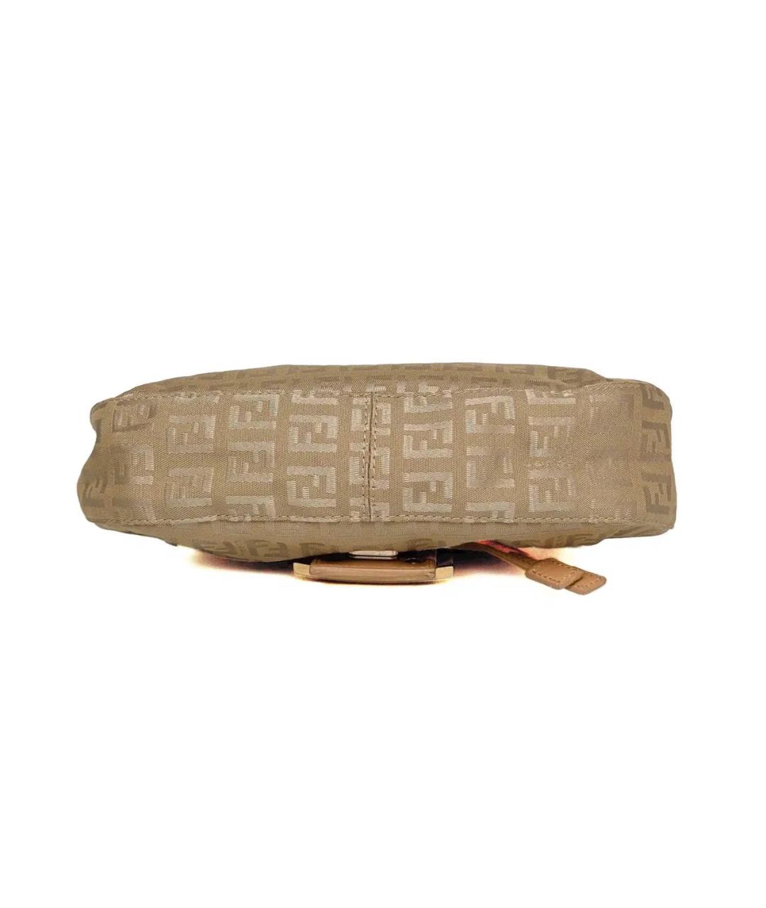 FENDI Бежевая кожаная сумка с короткими ручками, фото 3