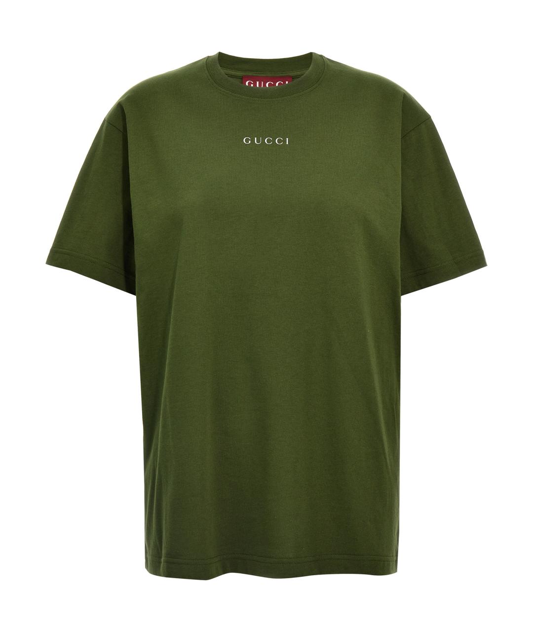 GUCCI Зеленая хлопковая футболка, фото 1