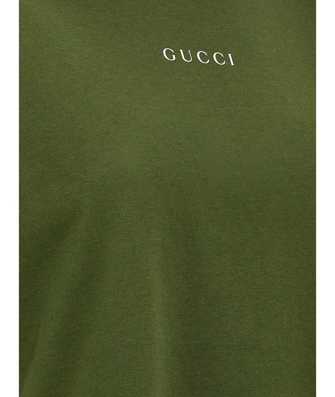 GUCCI Зеленая хлопковая футболка, фото 4