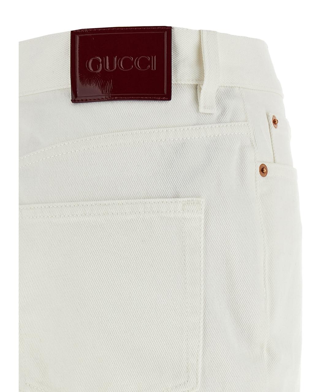 GUCCI Белые хлопковые прямые джинсы, фото 4