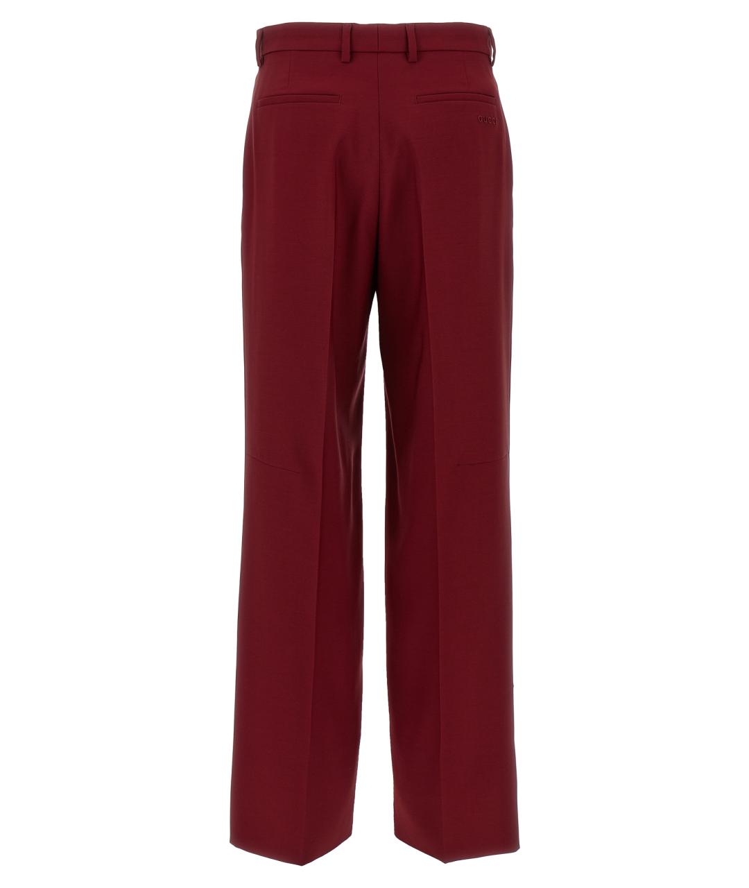 GUCCI Бордовые шерстяные прямые брюки, фото 2