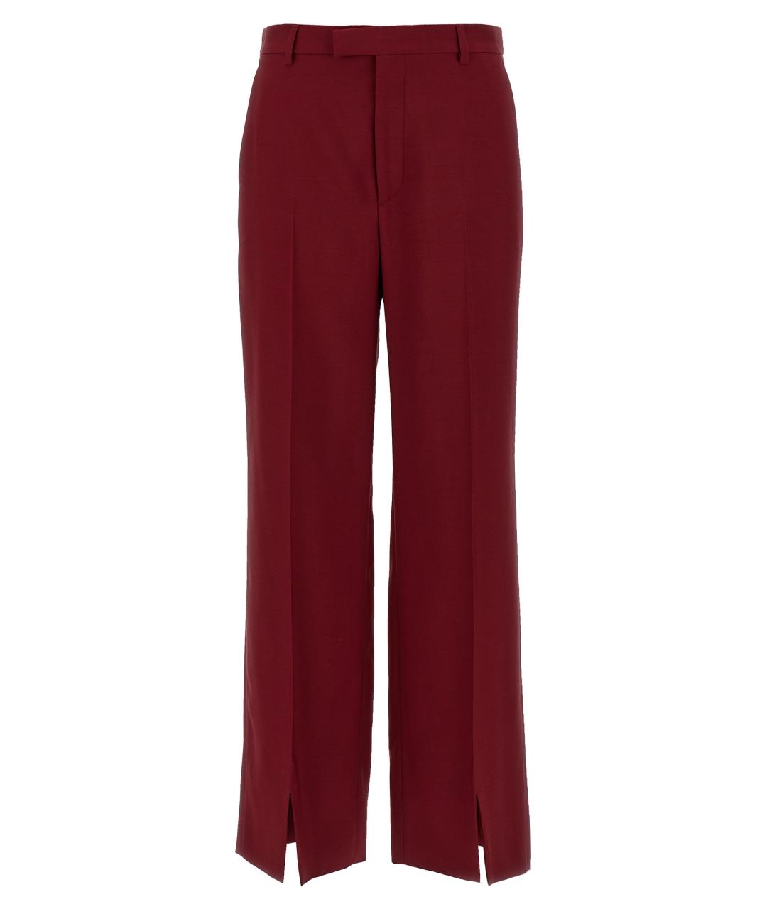 GUCCI Бордовые шерстяные прямые брюки, фото 1