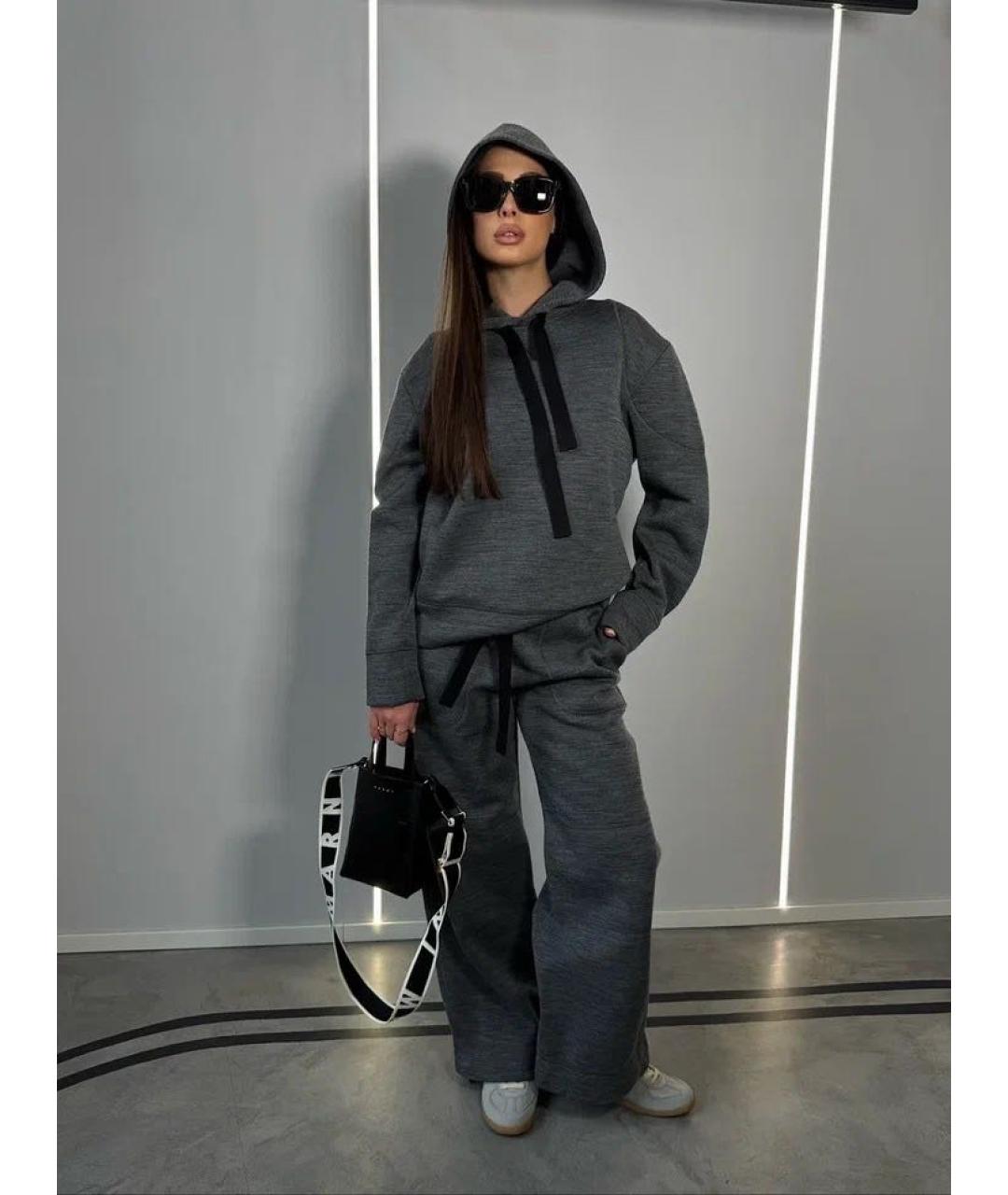 JIL SANDER Серые шерстяные брюки широкие, фото 4