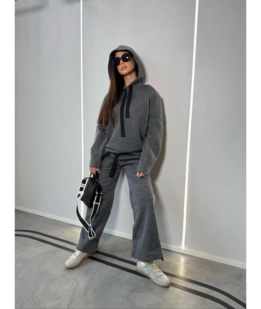 JIL SANDER Серые шерстяные брюки широкие, фото 3