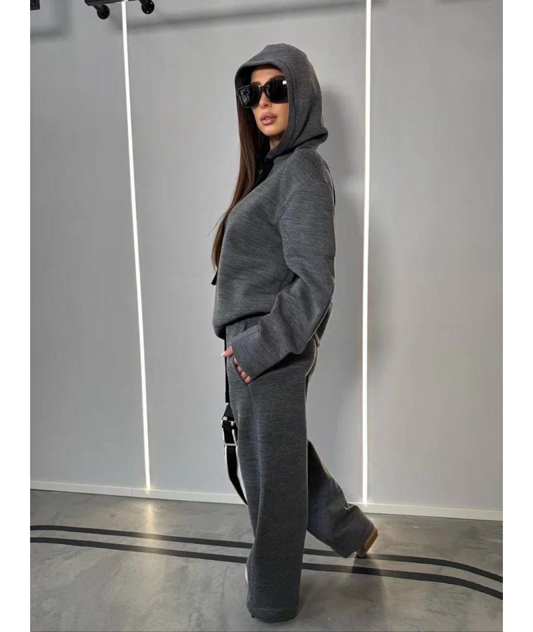 JIL SANDER Серые шерстяные брюки широкие, фото 5