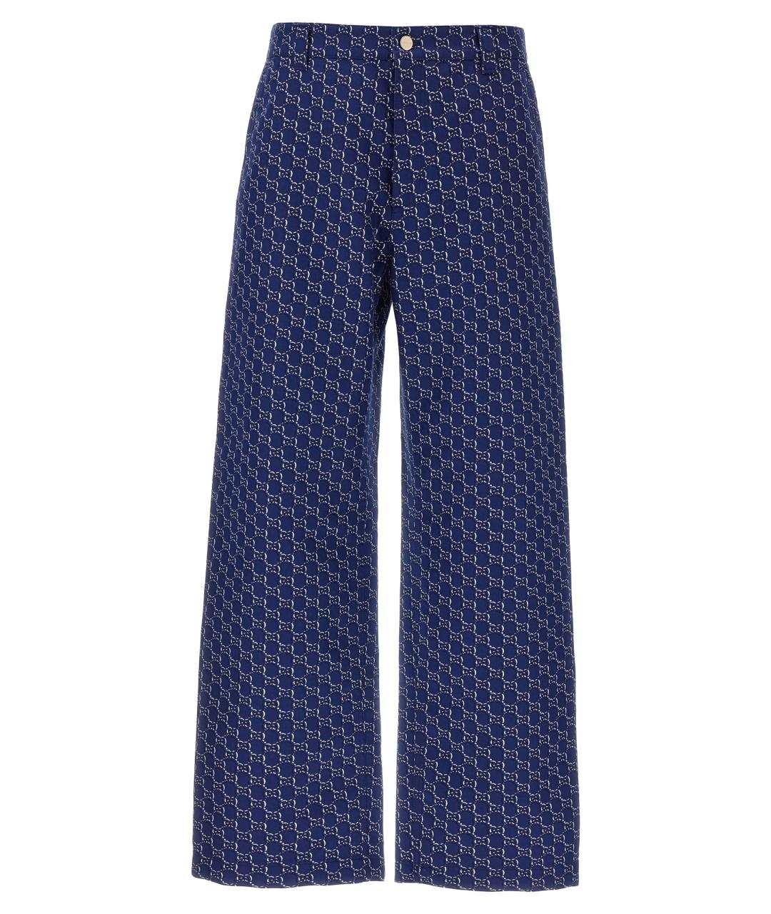 GUCCI Синие хлопковые повседневные брюки, фото 1