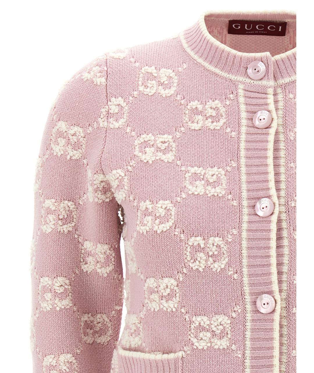 GUCCI Розовый шерстяной кардиган, фото 3