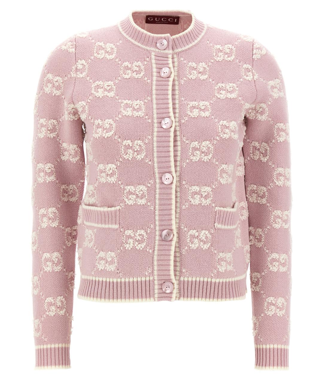 GUCCI Розовый шерстяной кардиган, фото 1